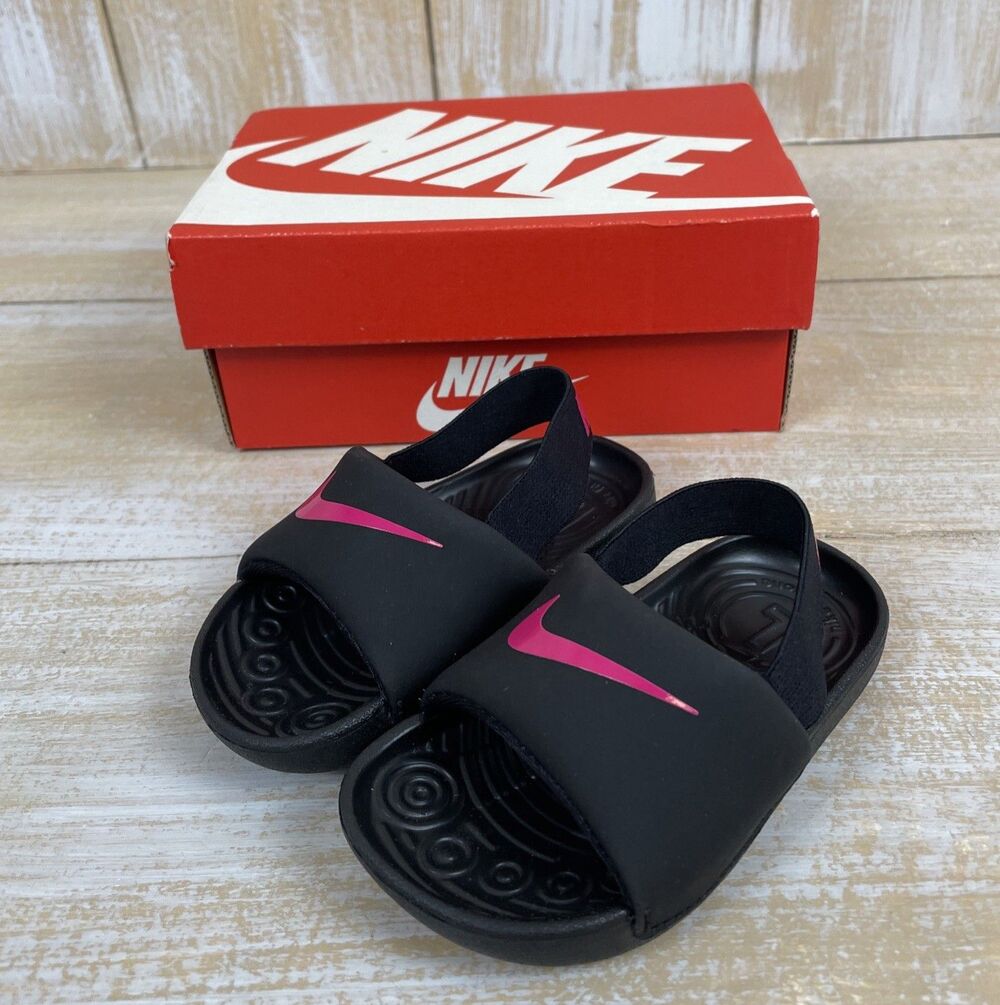 Nike Kawa Slide Toddler Size 6C Low-Top Trainers Black Pink BV1094-008